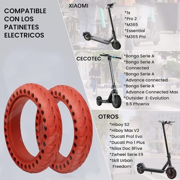 Rueda Maciza 8.5x2 Rojo Patinete Xiaomi [Nedong]