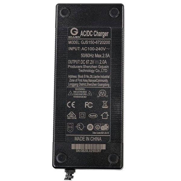 Cargador 60V (Salida 67,2V) 2A 3Pin GX16 [Gojusin]