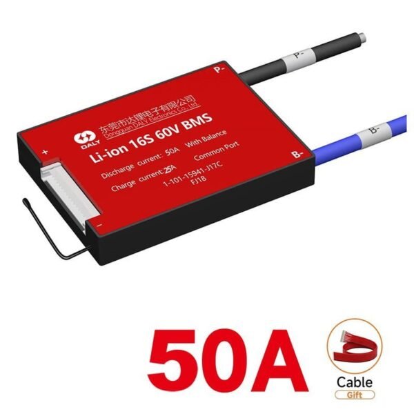 DALY-BMS-16S-60V-50A-bateria-Li-ion-carga-descarga-controlador-modulo-proteccion-PCB.jpg BMS DALY 16S 60V 50A Liion Batería Autobalanceo