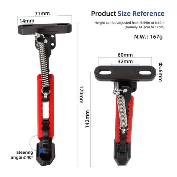 Pata de cabra ajustable para Xiaomi M365/Pro /Pro2/1S/MI3 (negro-rojo)