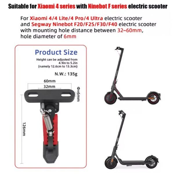 Pata de cabra ajustable para Xiaomi scooter 4/Ninebot F (rojo)
