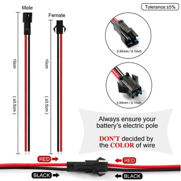 Conector de cable JST SM (pack de 5 pares) – tipo: 2pin