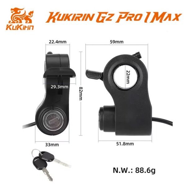Acelerador con llave de contacto Kukirin G2 pro (Versión 2024)