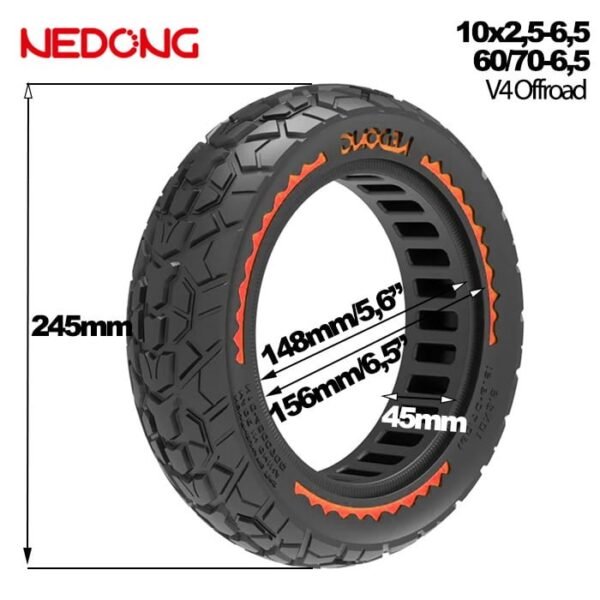 Rueda maciza 10x2,5-6,5 60/70-6,5 45mm offroad [Nedong]